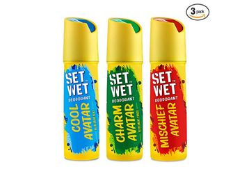 SET WET Deodorant Spray Perfume Cool, Charm & Mischief Avatar for men, 150ml (Pack of 3) at just Rs.264