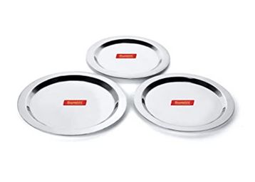 Sumeet Stainless Steel Heavy Gauge Ciba/Lids/Tope Cover Set of 3 Pcs (Size - 17Cm, 18.8Cm, 20Cm) at Just Rs.324
