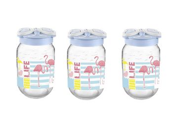 SignoraWare Glass Jar with Handle, 425 ml,Set of 3, Blue at Just Rs.220