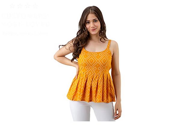 Madnoo Women`s Casual Sleeveless Printed Top At Just Rs.378