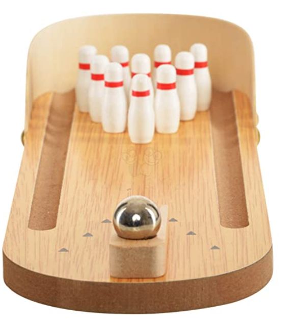 Trinkets & More® - Miniature Bowling Ball Game | Desktop Office Indoor Games | Corporate Training and Workshop | Stress Relief for Adults and Kids (Bowling Game)