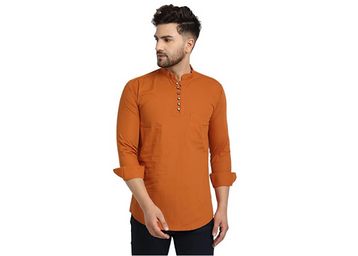 Majestic Man Cotton Solid Casual Short Kurta for Men at Just Rs.399