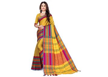 GRECIILOOKS Women Soft Cotton Silk Banarasi Saree for women at Just Rs.199