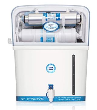 KENT Ultra Storage UV Water Purifier (11042) | UV+UF Water Purification | Wall Mountable | 8L Storage | 60 L/hr Output | White (Not suitable for Borewell or Tanker Water)
