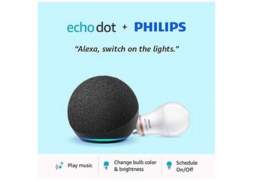 All-new Echo Dot (4th Gen, Black) combo with Philips 9W smart color bulb at Just Rs.3599