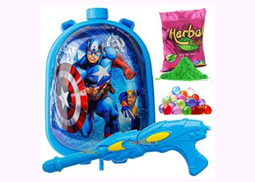 zest 4 toyz Holi Pichkari High Pressure Water Gun Toy with Back Holding Tank Water Capacity 2.5 litres Approx Holi Combo 100 Pcs Water Balloons & 1 Pkt Holi Color for Kid (DazzleTank) at Just Rs.599
