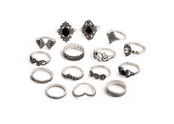 Shining Diva Fashion Non Precious Base Metal Boho Midi Finger Ring for Girls - Set of 15 at Just Rs.169