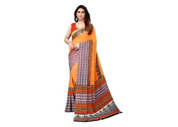Yashika Womens Printed Georgette Saree Without Blouse Piece at Just Rs.189