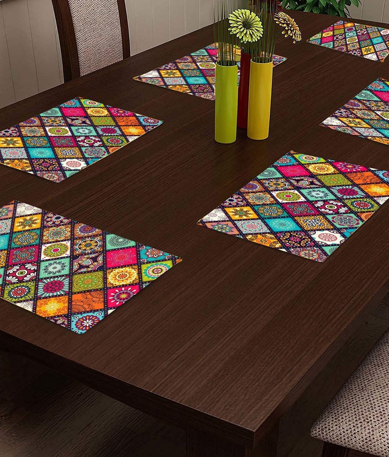  CASA-NEST Printed Placemats for Dining Table and Kitchen (45 x 30 cm) Set of 6 Pieces ||Hot Vessels Transparent Dining Mat