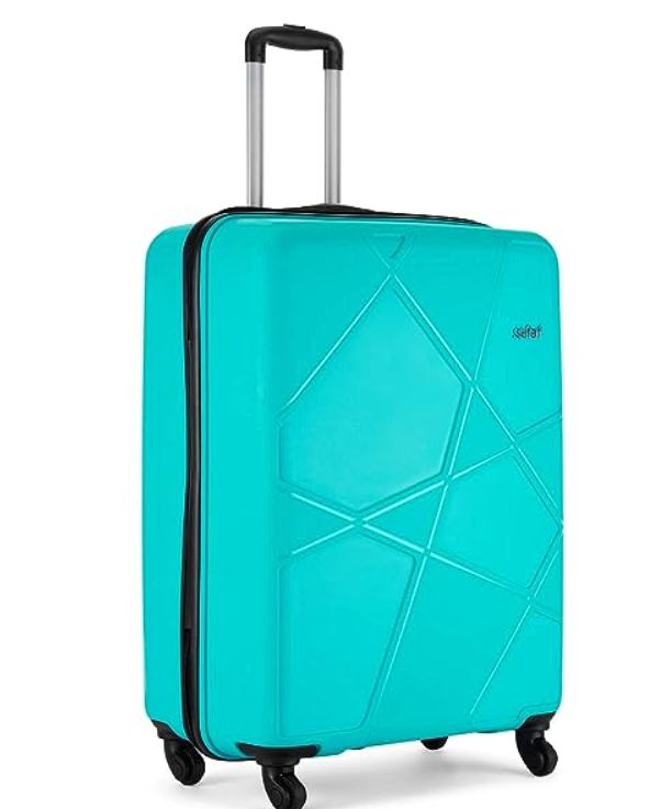 Safari Pentagon 55 Cms Small Cabin Polypropylene Hard Sided 4 Wheels 360 Degree Wheeling System Luggage/Suitcase/Trolley Bag, Cyan Blue