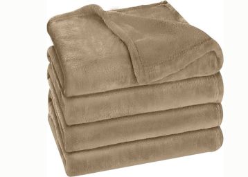 BSB HOME® Premium Plush Double Blanket | 300 GSM Lightweight Cozy Soft for Bed, Sofa, Couch, Travel & Camping| Beige, 220x230 cm or 86x90 inches