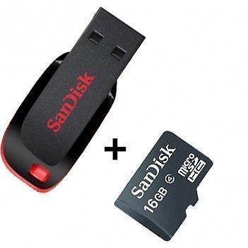Sandisk 16 GB Memory Card & 16 GB Pendrive at Extra 25% OFF + 25% Cashback