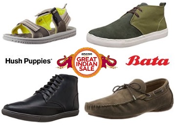 Bata, Hush Puppies Footwear 35% off or more from Rs. 389 + FREE