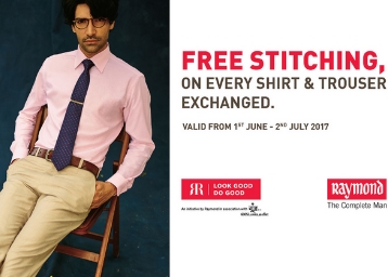 The Raymond Shop  Come ahead and contribute for a good Cause Get in your  Shirts and Trousers to be Exchanged for Free Stitching Look good Do  good An initiative with Goonj