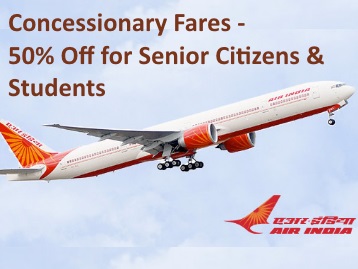 Air India Special Fares : 50% off for Students & Senior ...