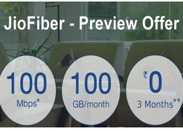 Reliance JioFiber Preview Plan- By March end [300 GB Data with 100 Mbps Speed]