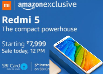 Buy Redmi 5 Online at Amazon Today At 12 PM-[Best bank Offers, Jio Offers]
