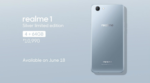 Realme1 Moonlight Sliver Edition : Launch and Sale on June 18