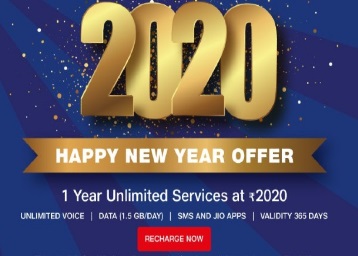 Jio Happy New year Offer - Annual Plan just for Rs 2020
