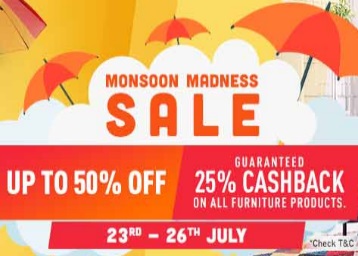 Pepperfry Monsoon Madness Sale - Upto 50% Discount on Furniture