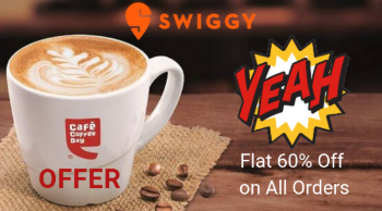Swiggy Cafe Coffee Day Offer - Flat 60% Off on All Orders