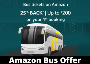 Amazon Bus Offer - Upto Rs 200 Cashback on Bus Tickets