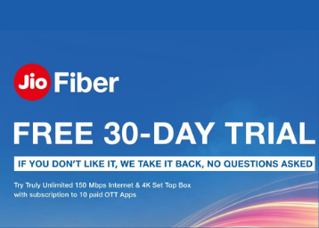 Jio Fiber Welcome Offer – Now Get  Free 30 Days Unlimited Trial