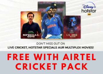 Airtel Cricket Pack - Unlimited Calling + Free 1 Year Disney Plus Hotstar Subscription