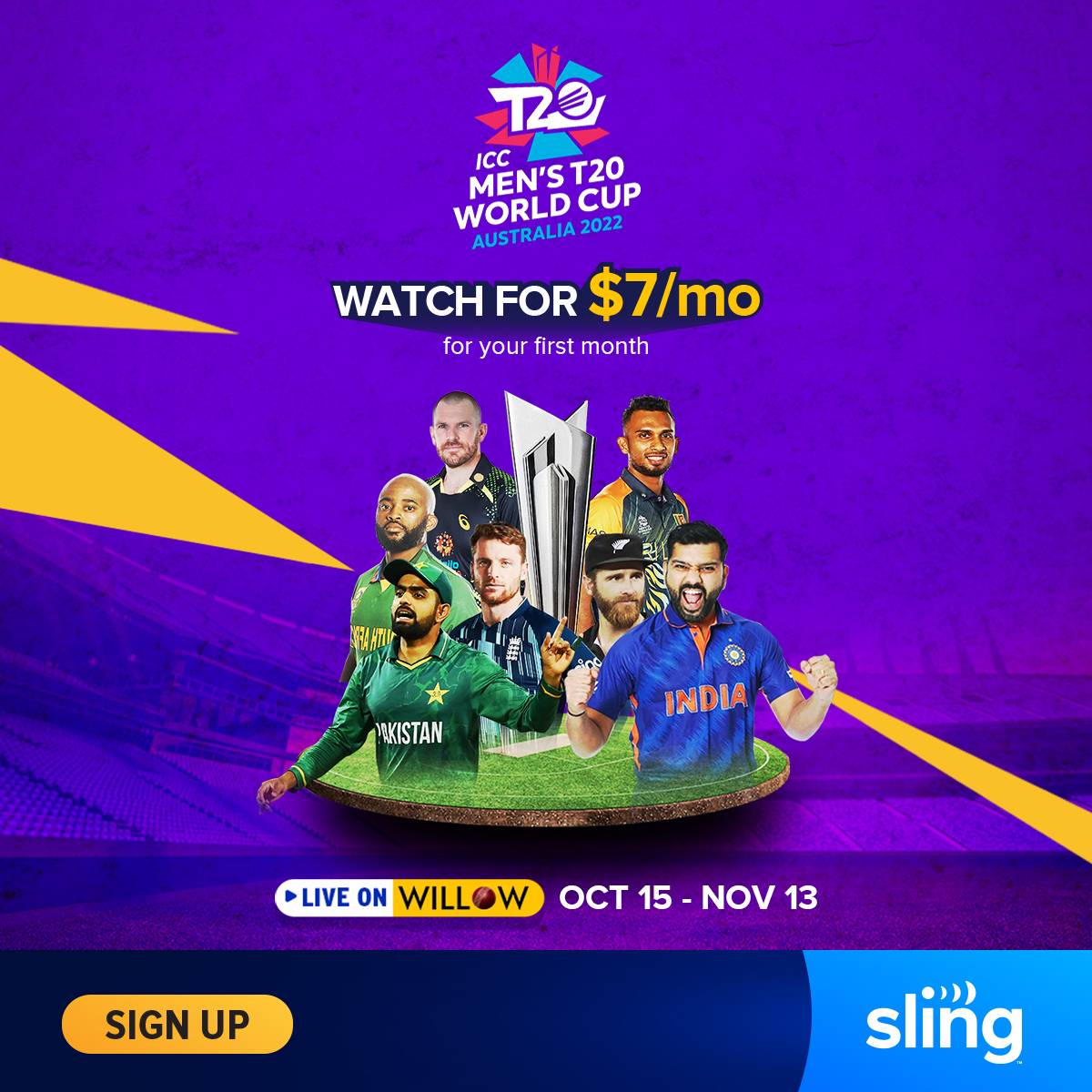 Watch ICC T20 Men’s World Cup 2022 at the Best Price On Sling TV