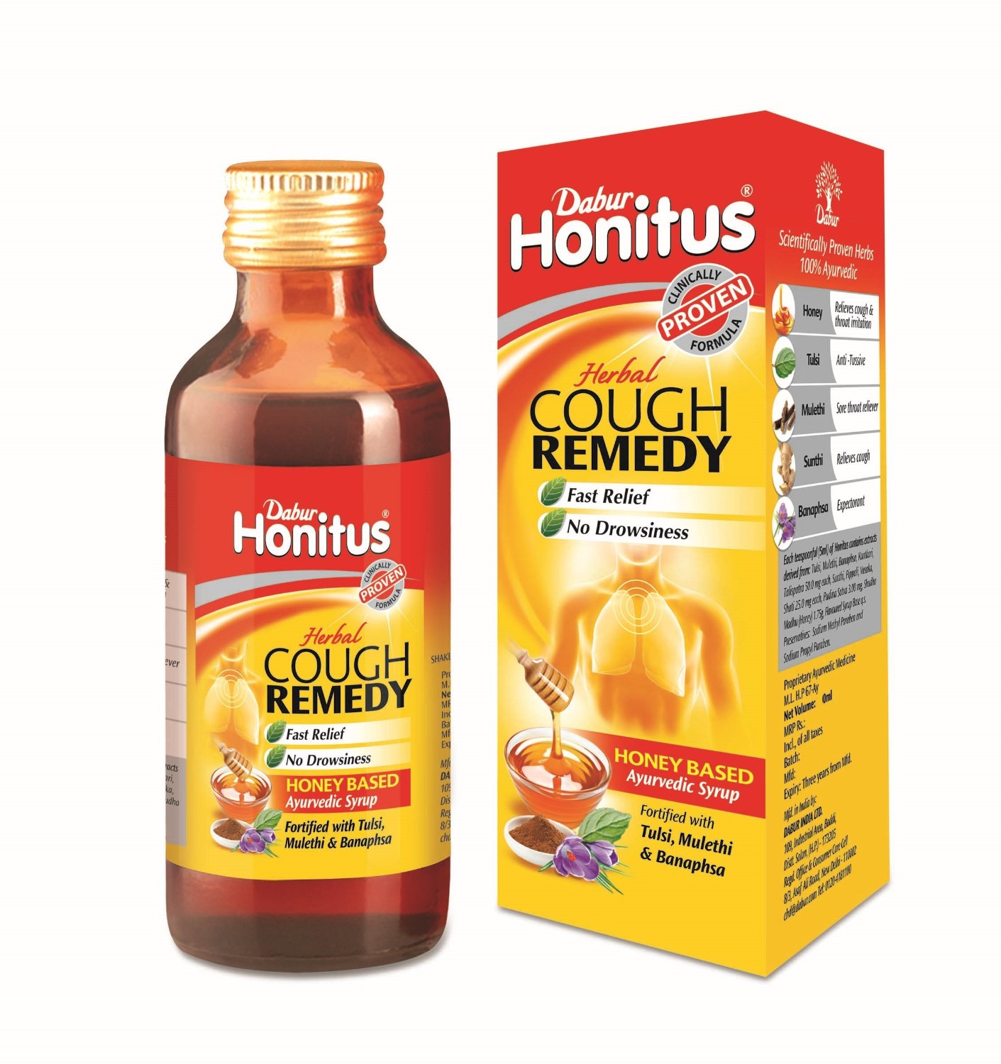 Dabur Honitus Herbal Cough Remedy Ayurvedic Syrup (100ml) 25 off
