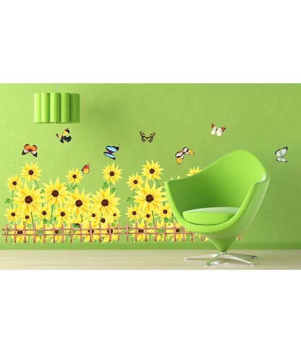 StickersKart Wall Decals Yellow Sunflower Waist Line 766 at 82 off
