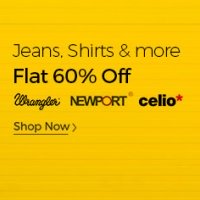 Get Flat 60%Off on Wrangler, Newport, Celio Clothing Get Flat 60%Off on Wrangler, Newport, Celio Clothing discount offer