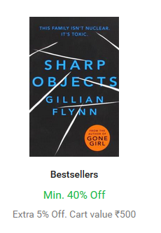 Flipkart Bestsellers Book Min 40%off + Extra 5%off on Rs.500 Flipkart Bestsellers Book Min 40%off + Extra 5%off on Rs.500 discount offer