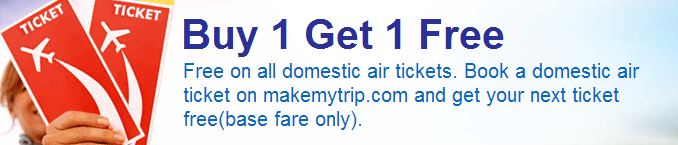 Buy 1 Get 1 On Domestic Flight Tickets @ MakeMyTrip at