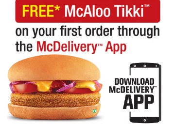 Mc Donalds- Free Mc Aloo Tikki on First Order Via App at FreeKaaMaal.com