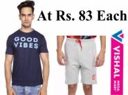 Buy Any 3 T-Shirts / Shorts / Vest at Just Rs.83 Each + FREE Shipping