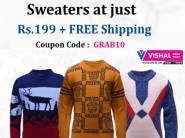 Hurry !! Sweaters at Just Rs. 199 + Extra 10% Off + FREE SHIPPING