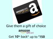 Get 10% Cashback[Upto 150] on Amazon Email Gift Cards