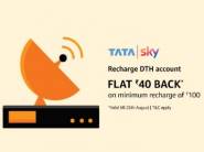 TataSky Offer: Flat Rs.40 Cashback on Recharge Of Rs. 100 [ More Offers Inside ]