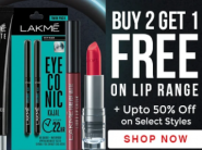 Lakme Buy 2 Get 1 FREE - 20-50% Off On Lip Range + Upto Rs. 310 FKM Cashback 