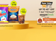 Super Value Day - Up To 45% Off on Groceries + Rs. 150 Cashback**