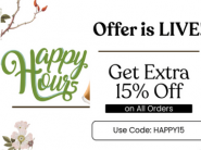 HAPPY HOURS SALE - Flat 15% Coupon Code + Rs.350 FKM CB