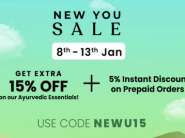New You Sale - 15% Coupon + 5% Prepaid Off + 100% Cashback 