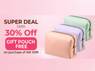 Super Deal !! Up to 30% Off + Free Gift Pouch + Flat 45% FKM cashback