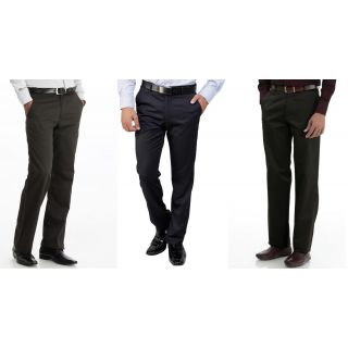 John Philip Readymade Premium Formal Trousers Pack of 3 at best Price