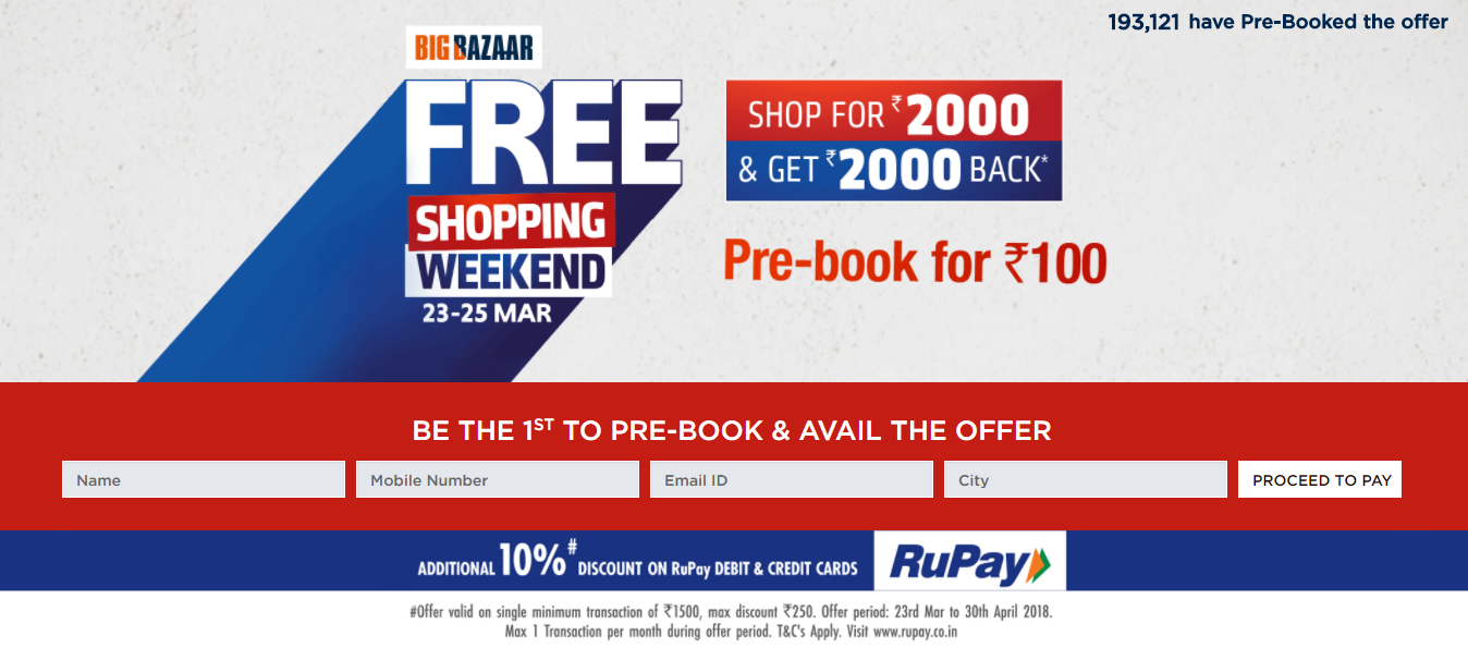 Big Bazaar Free Shopping weekend Sale[23 March25 March 2018]Offers