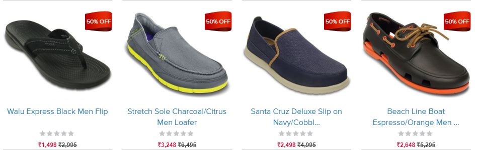 Get Crocs Shoes at Flat 50% + Extra Rs.1000 Off on Rs.3000