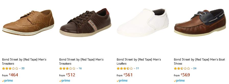 Min. 70% off on Redtape Men's Footwear Starts From Rs.464 + Free shipping