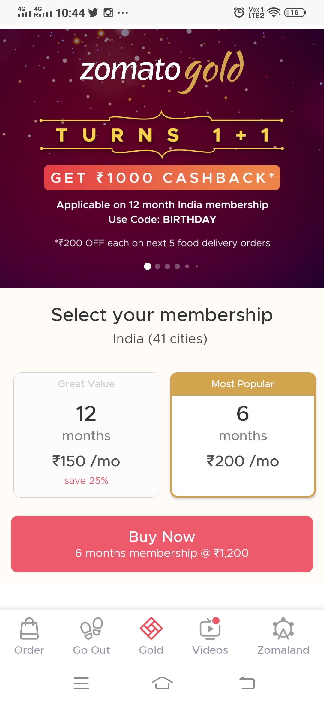 Coupon Code For Zomato Gold Membership