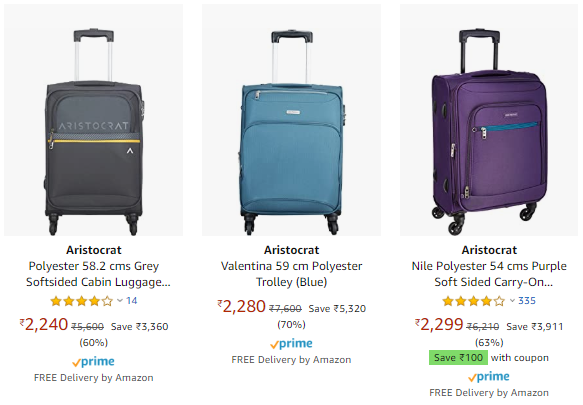 Aristocrat by VIP Luggage at Flat 70% Off + Extra Rs. 200 Off Coupon